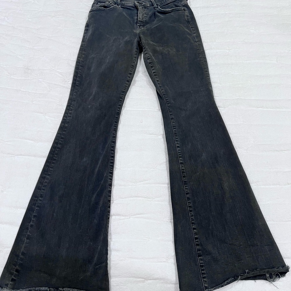 MOTHER Black Flare Wide Leg Jeans